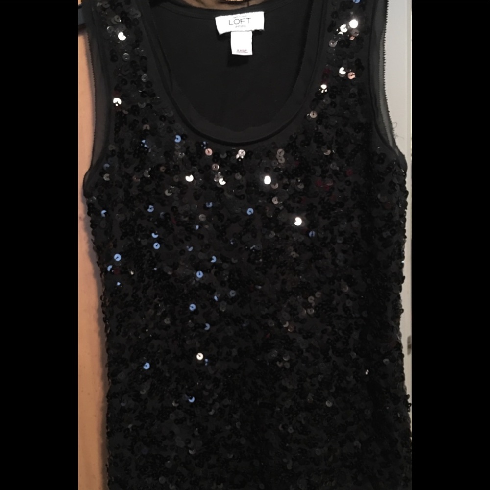 Black sequin tank.